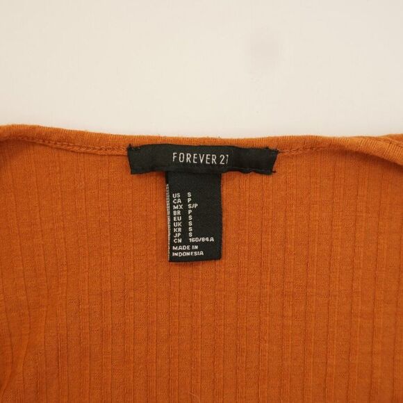 Forever 21 Orange Plunging V-Neck Sweater Dress Small Ribbed‎ Cotton - Picture 6 of 6